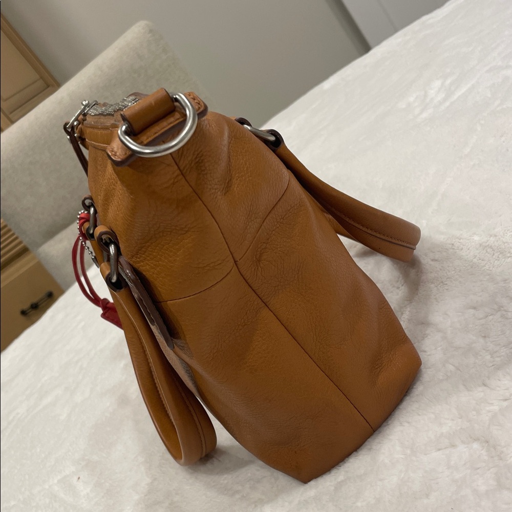 Fossil Cognac Brown Leather Satchel with Red Charm - Picture 4 of 9